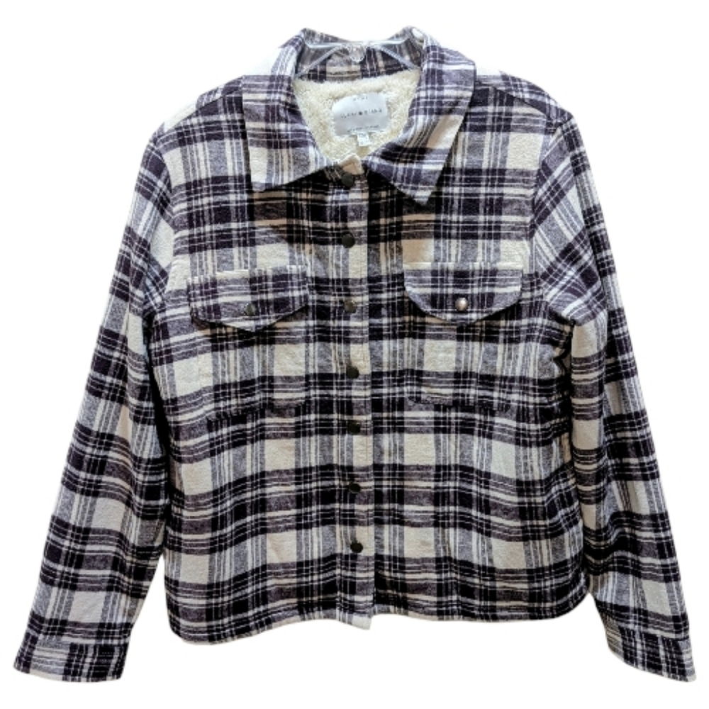 Lucky Brand Purple And Cream Plaid Women's Jacket Medium NWT NEW!